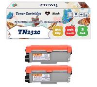 Compatible for Brother TN2320 Toner Cartridge Work for Brother HL-L2300D Mono HL-L2340DW Mono HL-L2360DN Mono HL-L2365DW Mono DCP-L2500D Printers (2-Pack Black)
