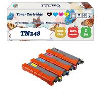 Compatible for Brother TN248 Toner Cartridge Work for Brother HL-L3220CW Colour HL-L3240CDW Colour DCP-L3520CDW DCP-L3560CDW Printers (4-Pack BK/C/M/Y)