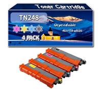 Compatible for Brother TN248 Toner Cartridge, Work for Brother HL-L8230CDW HL-L8240CDW MFC-L3740CDW MFC-L3740CDWE Printers, Toner Cartridge (4-Pack BK/C/M/Y)