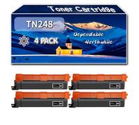 Compatible for Brother TN248 Toner Cartridge, Work for Brother MFC-L3760CDW MFC-L8340CDW MFC-L8390CDW Printers, Toner Cartridge (4 Pack Black)