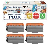 Compatible for Brother TN3330 Toner Cartridge Work for Brother HL-6180DW HL-6180DWT MFC-8510DN MFC-8520DN MFC-8950DW Printers (4 Pack Black)
