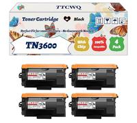 Compatible for Brother TN3600 Toner Cartridge Work for Brother HL-L5210 HL-L5215DN DCP-L5510DW MFC-L5710 MFC-L5715DN HL-L6210DW Printers (4 Pack Black)