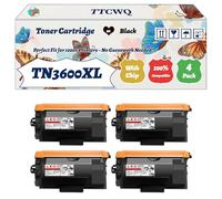 Compatible for Brother TN3600XL Toner Cartridge Work for Brother HL-L6415DN Mono MFC-L6710DW MFC-L6910DN Printers (4 Pack Black)