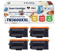 Compatible for Brother TN3600XXL Toner Cartridge Work for Brother MFC-L5715DN MFC-L6710DW MFC-L6910DN Printers (4 Pack Black)