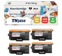 Compatible for Brother TN3610 Toner Cartridge Work for Brother HL-L6210DW MFC-L6710DW HL-L6410DN MFC-L6910DN Printers (4 Pack Black)