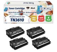 Compatible for Brother TN3610 Toner Cartridge Work for Brother MFC-L5710DW MFC-L6910DN DCP-L5510DN DCP-L6210DW Printers, with Chip, High Yield 18000 Pages, High-Definition Printing (4 Pack Black)