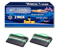 Compatible for Brother WT-200CL Waste Toner Container, Work for Brother DCP-9010CN HL-3040CN HL-3070CW MFC-9120CN MFC-9320CW Printers, Waste Toner Container WT200CL (2-Pack Black)