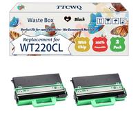 Compatible for Brother WT220CL Waste Box Work for Brother DCP-9015CDW DCP9015CDW DCP-9017CDW Printers, with Chip, High Yield 30000 Pages, High-Definition Printing (2-Pack Black)