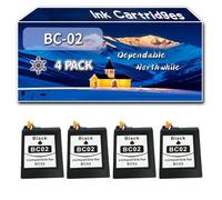 Compatible for Canon BC-02 Ink Cartridges, Work for Canon BJ-230 BJ-5 BJC-1000 BJC-1010 BJC-150 BJC-210 BJC-220 BJC-240 Printers, Ink Cartridges (4 Pack Black)