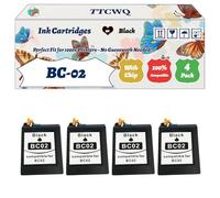 Compatible for Canon BC-02 Ink Cartridges Work for Canon BJ-230 BJ-5 BJC-1000 BJC-1010 BJC-150 BJC-210 BJC-220 Printers (4 Pack Black)