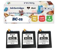 Compatible for Canon BC-02 Ink Cartridges Work for Canon BJ-230 BJ-5 BJC-1000 BJC-1010 BJC-150 BJC-210 BJC-220 Printers (3 Pack Black)