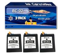 Compatible for Canon BC-02 Ink Cartridges, Work for Canon BJ-230 BJ-5 BJC-1000 BJC-1010 BJC-150 BJC-210 BJC-220 BJC-240 Printers, Ink Cartridges (3 Pack Black)
