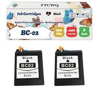 Compatible for Canon BC-02 Ink Cartridges Work for Canon PRO 5000 7000 StarWriter 400 60 60wp 70 70wp 80 80 Deluxe 80wp 80wp Deluxe 85 85wp 95 Printers (2-Pack Black)