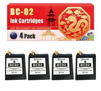 Compatible for Canon BC-02 PRO 2000 VP500 BJC-100 BJC-20 BJC-210j BJC-251 MultiPass 10 800 C10 Ink Cartridges Printers, With Chip Large Capacity 500 Pages (4 Pack Black)
