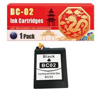 Compatible for Canon BC-02 PRO 5000 7000 StarWriter 400 60 60wp 70 70wp 80 80 Deluxe 80wp 80wp Deluxe 85 85wp 95 95wp Ink Cartridges Printers, With Chip Large Capacity 500 Pages (1 Pack Black)