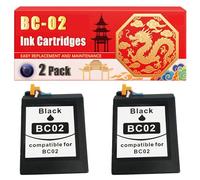 Compatible for Canon BC-02 PRO 5000 7000 StarWriter 400 60 60wp 70 70wp 80 80 Deluxe 80wp 80wp Deluxe 85 85wp 95 95wp Ink Cartridges Printers, With Chip Large Capacity 500 Pages (2-Pack Black)