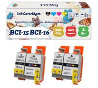 Compatible for Canon BCI-15 BCI-16 Ink Cartridges Work for Canon Bubble Jet i70 Bubble Jet i80 Pixma IP90 Pixma Printers (2 Set)