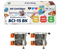 Compatible for Canon BCI-15 Ink Cartridges Work for Canon Bubble Jet i70 Bubble Jet i80 Bubble Jet Printers (2 Set)
