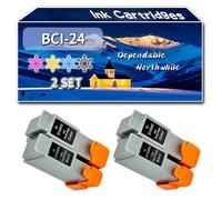 Compatible for Canon BCI-24 Ink Cartridges, Work for Canon MultiPass MPC370 MPC390 PIXMA iP1500 iP1000 iP2000 MP110 Printers, Ink Cartridges (2 Set)