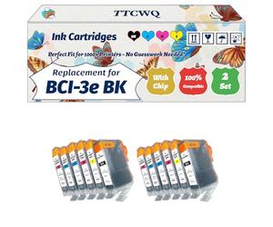 Compatible for Canon BCI-3e BK Ink Cartridges Work for Canon Bubble Jet i865 Pixma iP4000R Bubble Jet S4500 Bubble Jet S500 Bubble Jet Printers (2 Set)