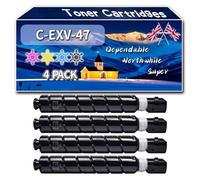 Compatible for Canon C-EXV-47 Toner Cartridges, Work for Canon iR ADVANCE C250i C350i C350P Printers (4-Pack BK/C/M/Y)