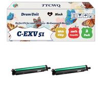 Compatible for Canon C-EXV 51 Drum Unit Work for Canon imageRUNNER ADVDX C5735 C5740 C5750 C5760 Printers, with Chip, High Yield 80000 Pages, High-Definition Printing (2 Pack Black)