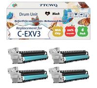 Compatible for Canon C-EXV3 Drum Unit Work for Canon imageRUNNER 3300 en 3300 i 3300 Series 3320 i 3320 n Printers, with Chip, High Yield 60000 Pages, High-Definition Printing (4 Pack Black)