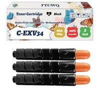 Compatible for Canon C-EXV34 Toner Cartridge Work for Canon IR-C2025i IR-C2225i IR-C2220 IR-C2230i IRC-2020 Printers (3 Pack Black)