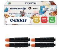 Compatible for Canon C-EXV38 Toner Cartridge Work for Canon IR-4045 IR-4051i Printers, with Chip, High Yield 34000 Pages, High-Definition Printing (4 Pack Black)