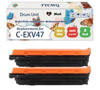 Compatible for Canon C-EXV47 Drum Unit Work for Canon IR-C351iF IR-C355i IR-C355iFC IR-C355P IR-C350p Printers, with Chip, High Yield 45000 Pages, High-Definition Printing (2 Pack Black)