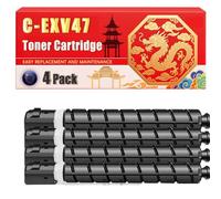 Compatible for Canon C-EXV47 IR-C255i IR-C350 IR-C355 IR-C250i IR-C351iF Toner Cartridge Printers, With Chip Large Capacity 5300 Pages (4 Pack Black)
