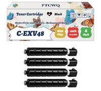 Compatible for Canon C-EXV48 Toner Cartridge Work for Canon IR-C1325iF IR-C1335iF Printers, with Chip, High Yield 16500 Pages, High-Definition Printing (4 Pack Black)