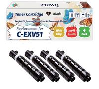 Compatible for Canon C-EXV51 Toner Cartridge Work for Canon imageRUNNER Advance C5535 C5535i Printers, with Chip, High Yield 45000 Pages, High-Definition Printing (4 Pack Black)