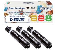 Compatible for Canon C-EXV51 Toner Cartridge Work for Canon imageRUNNER Advance C5535 C5535i Printers, with Chip, High Yield 45000 Pages, High-Definition Printing (3 Pack Black)