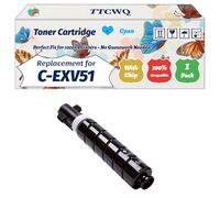 Compatible for Canon C-EXV51 Toner Cartridge Work for Canon imageRUNNER Advance C5535 C5535i Printers, with Chip, High Yield 45000 Pages, High-Definition Printing (1 Pack Cyan)