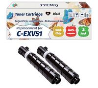Compatible for Canon C-EXV51 Toner Cartridge Work for Canon imageRUNNER Advance C5535 C5535i Printers, with Chip, High Yield 45000 Pages, High-Definition Printing (2 Pack Black)