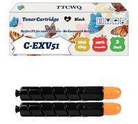 Compatible for Canon C-EXV51 Toner Cartridge Work for Canon IR-C5535 IR-C5540i IR-C5550i IR-C5560i Printers, with Chip, High Yield 33000 Pages, High-Definition Printing (2 Pack Black)