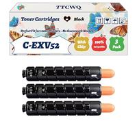 Compatible for Canon C-EXV52 Toner Cartridges Work for Canon iR ADVANCE C7565i C7570i C7580i DX C7765i DX C7770i DX Printers (3 Pack Black)