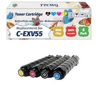 Compatible for Canon C-EXV55 Toner Cartridge Work for Canon imageRUNNER ADVANCE DXC257 DXC257i DXC357 DXC357 Printers (4-Pack BK/C/M/Y)