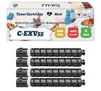 Compatible for Canon C-EXV55 Toner Cartridge Work for Canon imageRUNNER ADVANCE DXC257 DXC257i DXC357 DXC357 Printers (4 Pack Black)