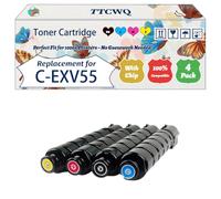 Compatible for Canon C-EXV55 Toner Cartridge Work for Canon imageRUNNER ADVANCE DXC257 DXC257i DXC357 DXC357 Printers (4-Pack BK/C/M/Y)