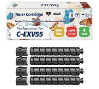 Compatible for Canon C-EXV55 Toner Cartridge Work for Canon imageRUNNER ADVANCE DXC257 DXC257i DXC357 DXC357 Printers (4 Pack Black)