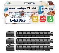 Compatible for Canon C-EXV55 Toner Cartridge Work for Canon iR ADVANCE C256i II C356i Il C356P II Printers, with Chip, High Yield 23000 Pages, High-Definition Printing (3 Pack Black)