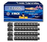 Compatible for Canon C-EXV55 Toner Cartridge, Work for Canon iR ADVANCE C256i II C356i Il C356P II Printers, Toner Cartridge 2182C002 2183C002 2184C002 2185C002 (4 Pack Black)