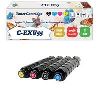 Compatible for Canon C-EXV55 Toner Cartridge Work for Canon iR ADVANCE C256i II C356i Il C356P II Printers, with Chip, High Yield 23000 Pages, High-Definition Printing (4-Pack BK/C/M/Y)
