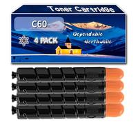 Compatible for Canon C60 Toner Cartridge, Work for Canon imagePRESS C60 C600 C600i C65 C700 C750 C800 C850 Printers, Toner Cartridge 8066B001 8067B001 8068B001 8069B001 (4 Pack Black)