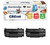 Compatible for Canon CRG708 Toner Cartridge Work for Canon LBP 3300 LBP 3360 Printers, with Chip, High Yield 6000 Pages, High-Definition Printing (2-Pack Black)