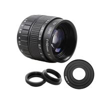 Compatible for Canon EOS M M2 M3 M5 M6 M10 Mount 50mm F1.4 Manual Lens with C-Mount Adapter & Macro Ring