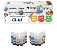 Compatible for Canon GI-43 Ink Cartridge Work for Canon Pixma G540 G640 Printers, with Chip, High Yield 3500 Pages, High-Definition Printing (2 Set)