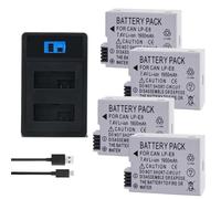 Compatible for Canon LP-E8 Battery with Dual LED Charger for 550D 600D 650D 700D X4 X5 X6i X7i 1900mAh,Accessories(4battery 1charger)